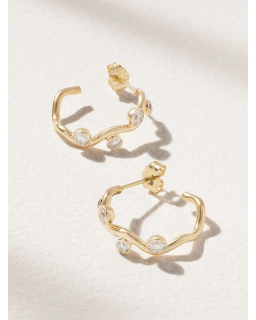 Alison Lou Natural Ziggy 14-Karat Diamond Hoop Earrings