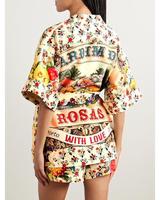 Camilla White Double-Breasted Belted Printed Linen And Silk-Blend Jacket