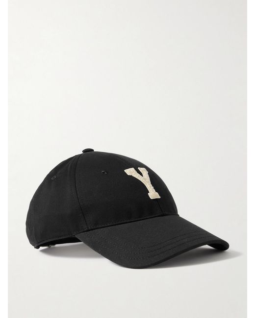 Saint Laurent Black Appliquéd Cotton-Twill Baseball Cap