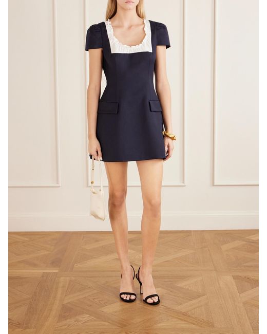 ShuShu/Tong Blue Scalloped Wool Mini Dress