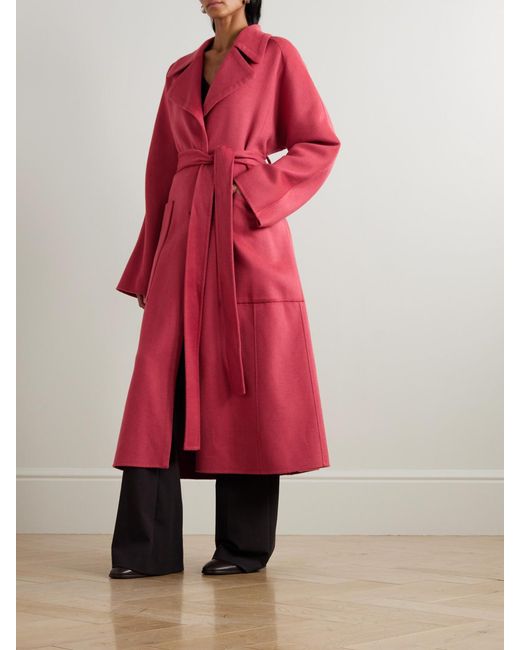 Joseph Red Spencer Belted Wool And Cashmere-Blend Trench Coat