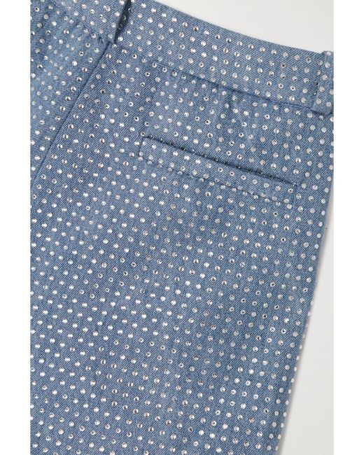 ROWEN ROSE Blue Crystal-Embellished Low-Rise Boyfriend Jeans