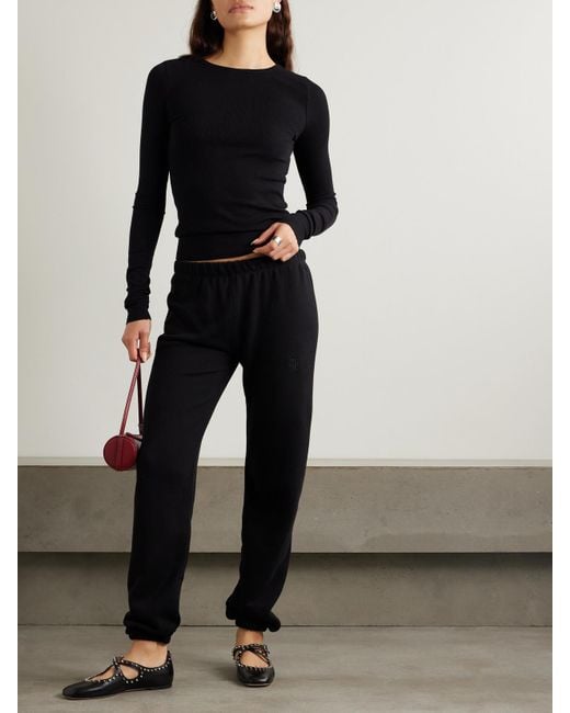 ÉTERNE Black Ribbed Jersey T-Shirt