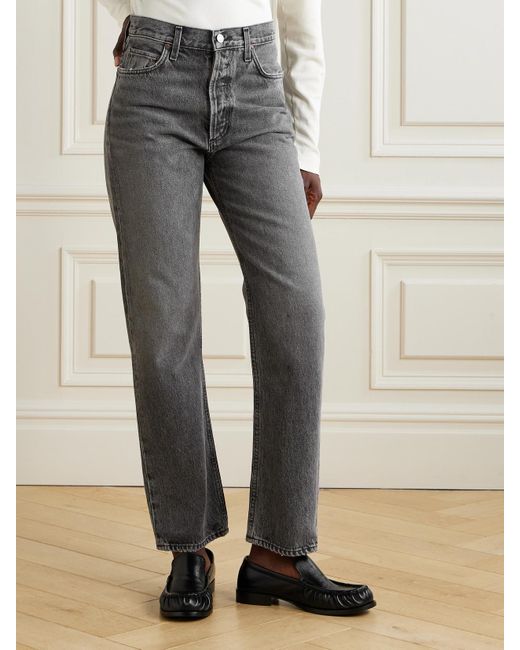 Agolde Gray '90S Pinch Waist High-Rise Straight-Leg Organic Jeans