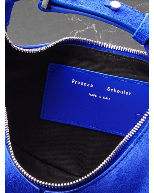 Sac Porté Épaule En Daim À Finitions En Cuir Slide Mini Proenza Schouler en coloris Blue