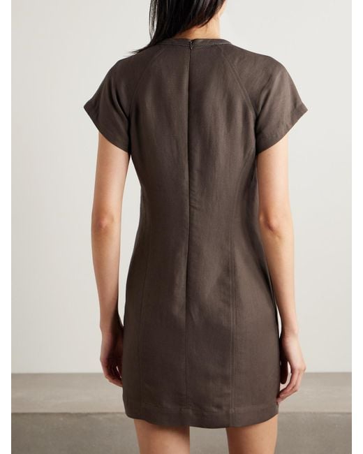 Brunello Cucinelli Brown Minikleid Aus Twill Mit Zierperlen