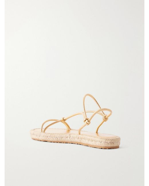Gianvito Rossi Natural Metallic Leather Espadrille Sandals