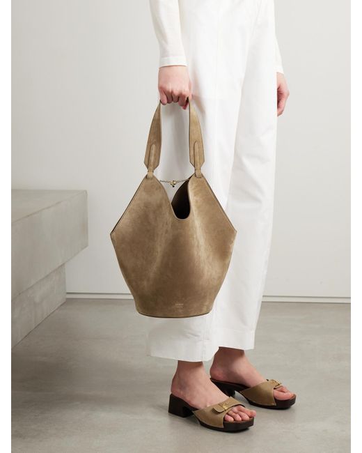 Khaite Natural Lotus Kleine Tote Aus Veloursleder