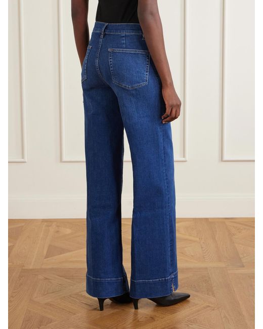 FRAME Blue Le Slice Slim Palazzo Long High-Rise Wide-Leg Jeans