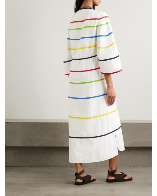 Rosie Assoulin Gray Ribbon Grosgrain-Trimmed Cotton-Poplin Midi Dress