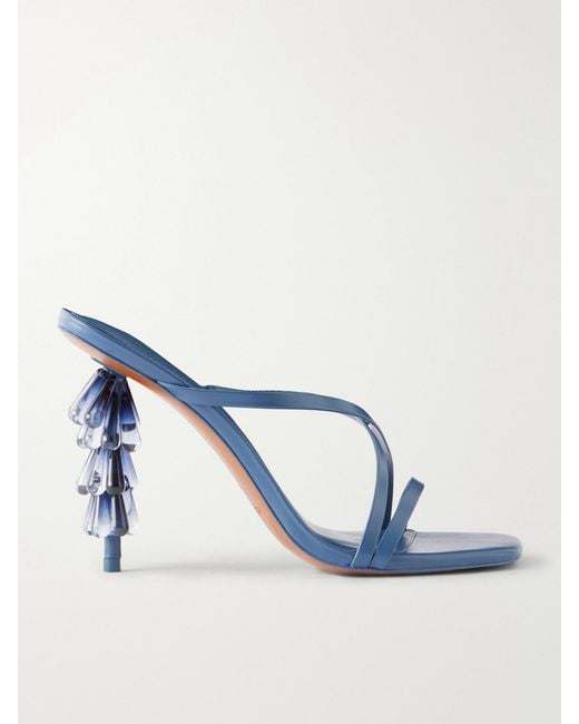 Cult Gaia Blue Sage 90 Bead-Embellished Leather Sandals