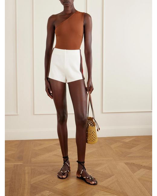 Haight White Debora Striped Knitted Shorts