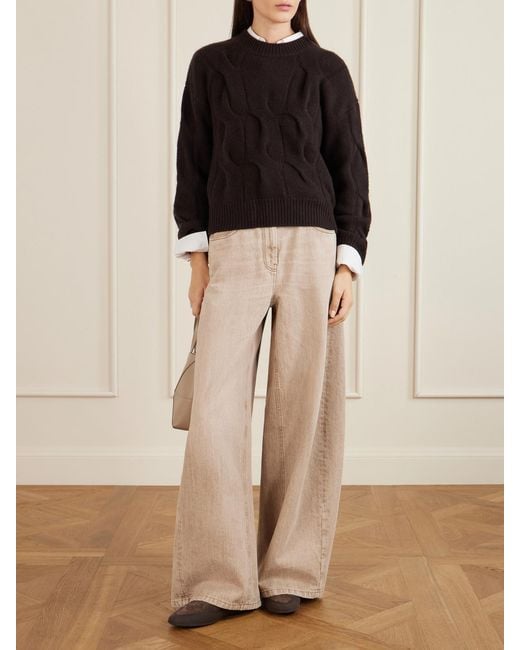 Le Monde Beryl Brown Shearling-Lined Suede Ballet Flats