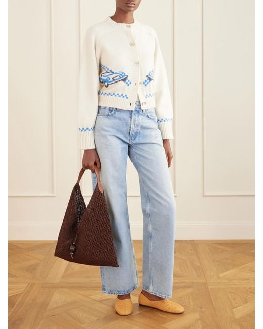 Calle Del Mar Blue Embroidered Cashmere Cardigan
