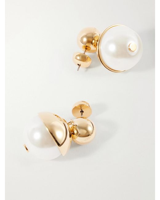 Carolina Herrera White Tone Pearl-Effect Earrings