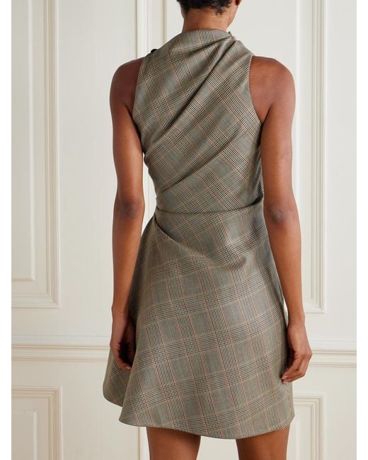 Alexander McQueen Gray Minikleid Aus Karierter Wolle Mit Falten