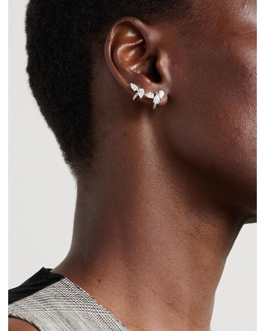 Boucle D'Oreille Unique En Or Blanc 18 Carats (750/1000) Et Diamants Serti Sur Vide Repossi en coloris Natural