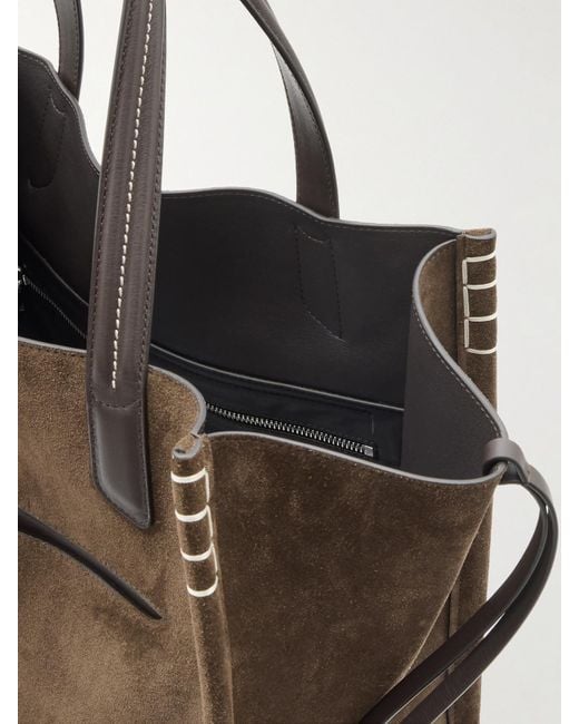 J.W. Anderson Brown Loafer Cabas Tasseled Leather-Trimmed Suede Shoulder Bag