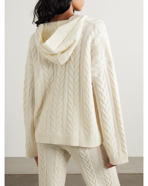 Lisa Yang Natural Cable-Knit Cashmere Hoodie