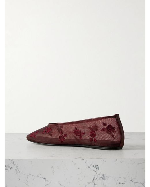 Magda Butrym Brown Ballerinas Aus Mesh Mit Lederbesätzen Und Stickereien