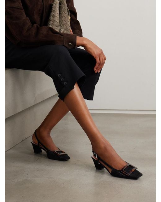 Roger Vivier Black Belle Vivier 45 Suede Slingback Pumps