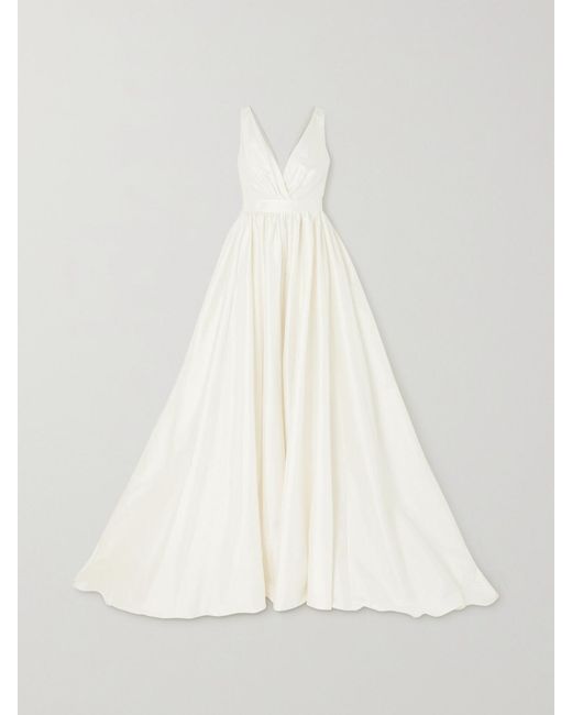 Halfpenny London White Pleated Taffeta Gown