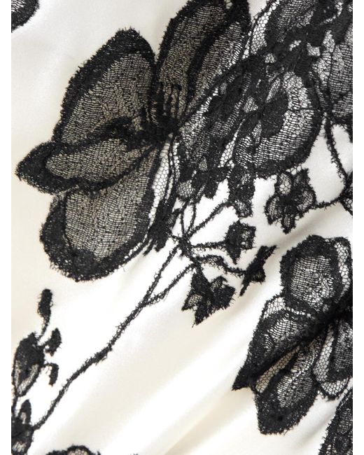 Carine Gilson White Lace-Trimmed Silk-Satin Camisole