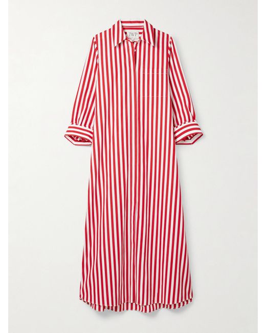 Twp Pink Jenny's Oversized-Maxi-Hemdblusenkleid Aus Gestreifter Baumwollpopeline