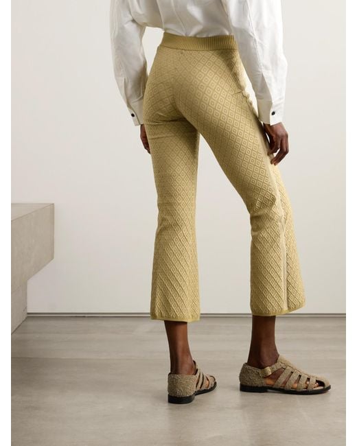 High Sport Natural Kick It Cropped Cotton-Blend Jacquard Flared Pants