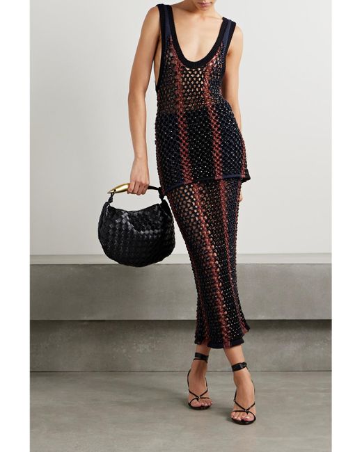 DIOTIMA Black Dennis Marina Beaded Crocheted Cotton-Blend Tank