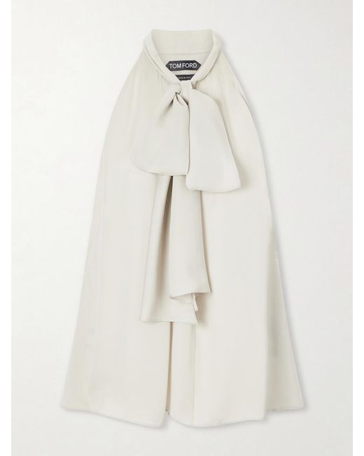 Tom Ford Natural Halterneck Silk-Georgette Blouse
