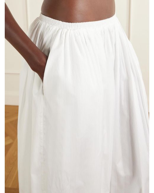 Alaïa White Striped Cotton-Poplin Balloon Pants
