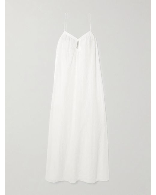 La Ligne White Demeter Maxikleid Aus Einer Bestickten Baumwoll-Seidenmischung