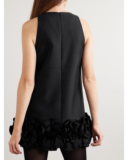 ShuShu/Tong Black Appliquéd Bow-Embellished Twill Mini Dress