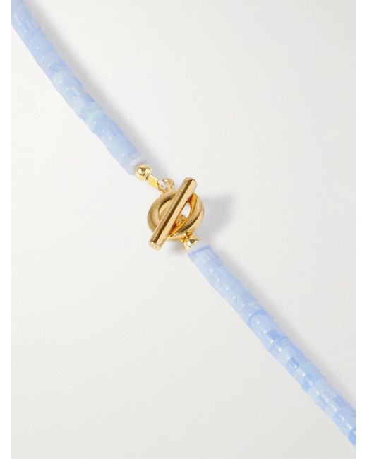 Collier En Plaqué Or, Calcédoines, Lapis-Lazuli Et Coquillage Makana Jennifer Behr en coloris White