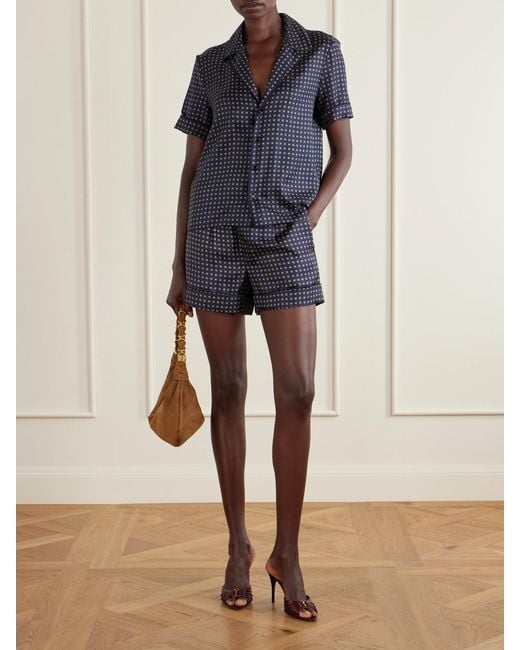 Saint Laurent Blue Printed Silk-Twill Shirt