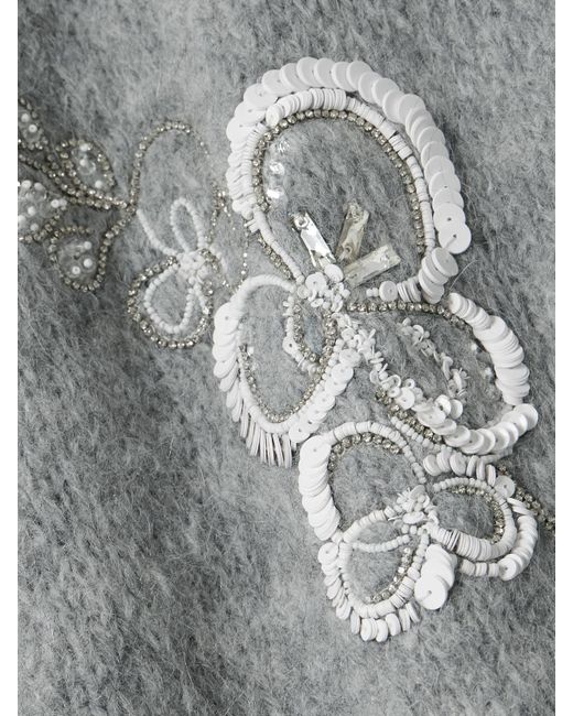 BERNADETTE Gray Orchidea Crystal And Sequin-Embellished Alpaca-Blend Sweater