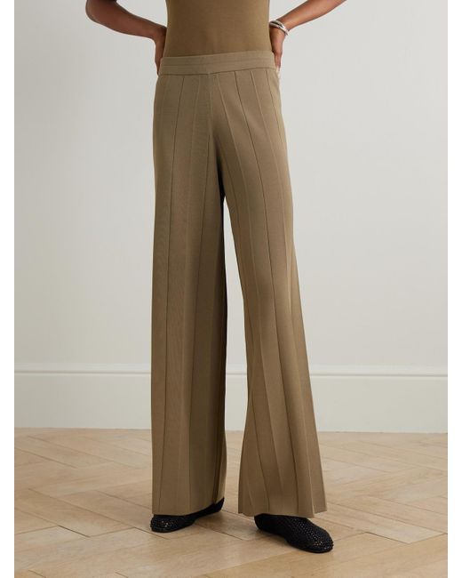 Max Mara Natural Lama Hose Aus Geripptem Jersey Mit Weitem Bein