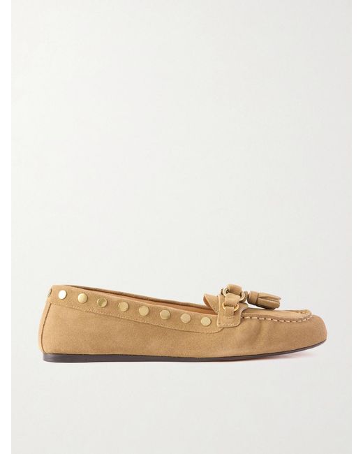 Isabel Marant Natural Faxel Embellished Suede Loafers