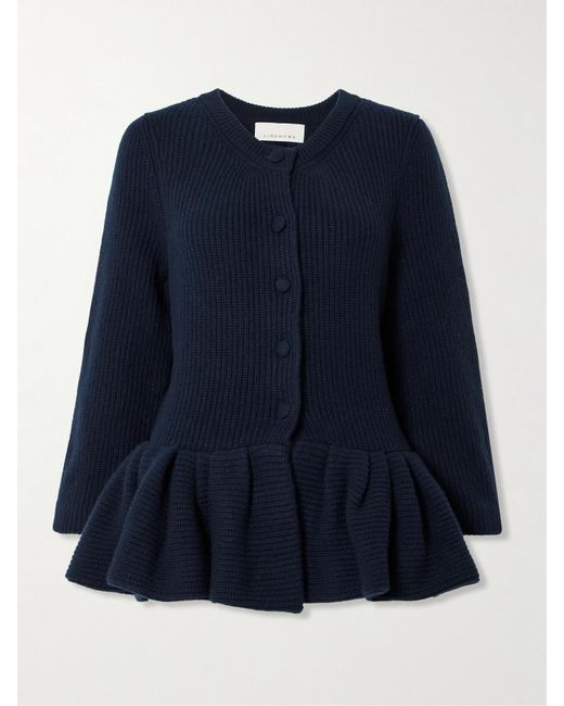 LIBEROWE Blue The Vanguard Cashmere Peplum Cardigan