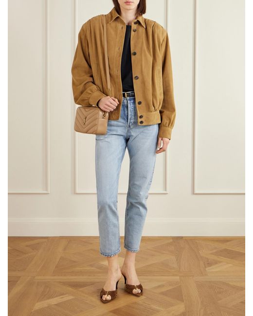 Saint Laurent Natural Loulou Quilted Textured-Leather Shoulder Bag