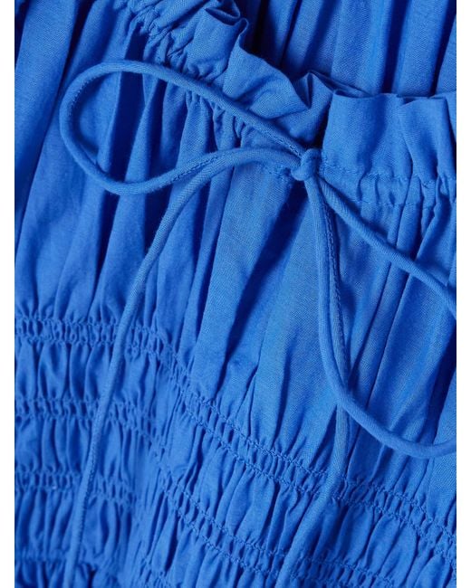 Doen Blue Ischia Midikleid Aus Biobaumwoll-Voile Mit Raffungen