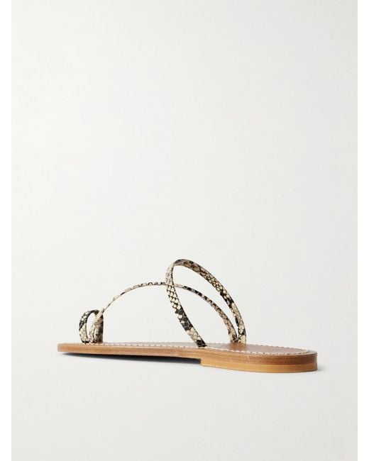K. Jacques Multicolor Actium Snake-Effect Leather Slides