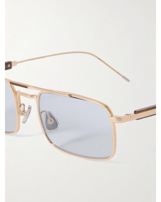 Brunello Cucinelli Metallic Aviator-Style Titanium Sunglasses