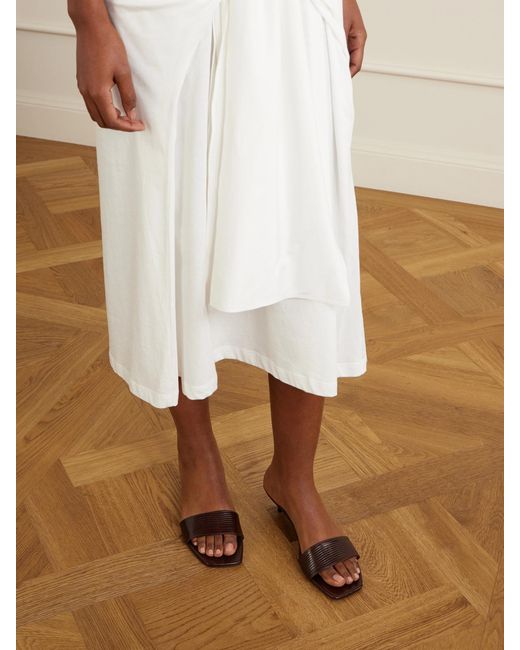 Totême White Lizard-Effect Leather Sandals