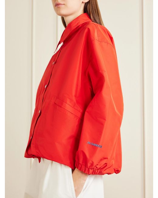 Jil Sander Red Logo-Embossed Shell Jacket