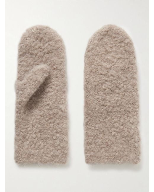 The Row Natural Ladislas Cashmere, Alpaca And Silk-Blend Bouclé Mittens
