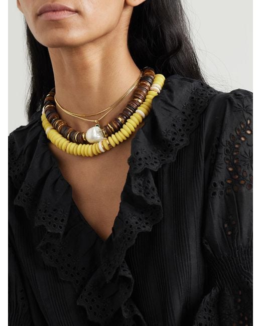 Lizzie Fortunato Yellow Laguna-Plated Beaded Necklace