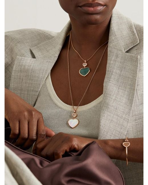 Chopard Natural Happy Hearts 18-Karat Rose, Mother-Of-Pearl And Diamond Necklace