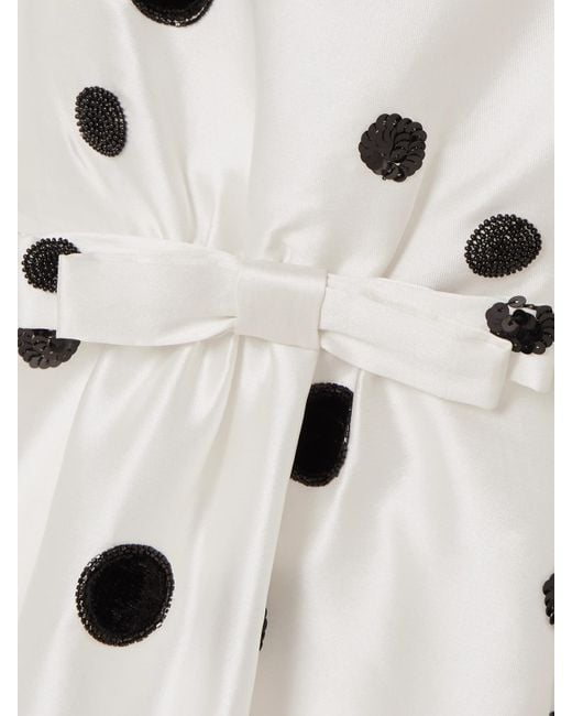 BERNADETTE White Lenette Strapless Embellished Polka-Dot Taffeta Gown